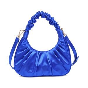 Urban Expressions Stormi Ruched Satin Convertible Crossbody Blue  NWT
